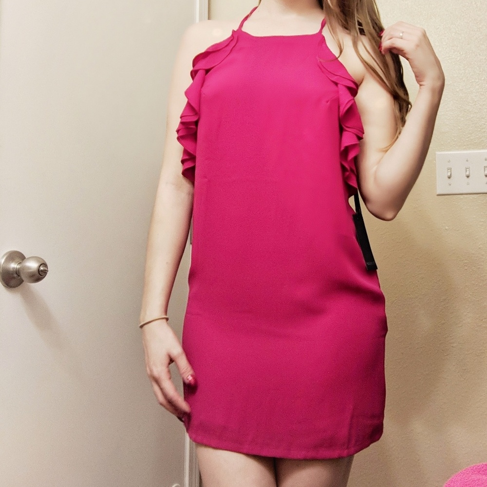 NWT fuchsia ruffle dress